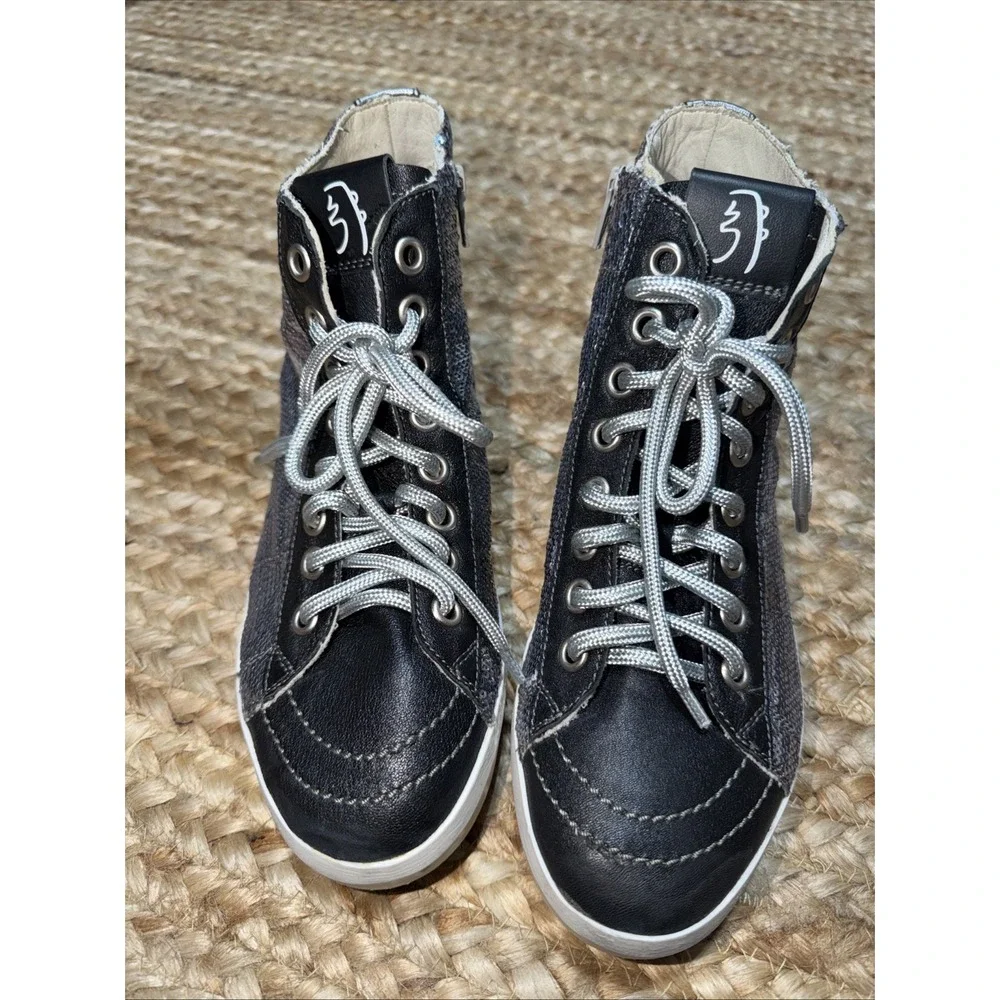NEW PrimaBase Forma Women's Black Silver Sequin High Top Made In Italy Size 9
